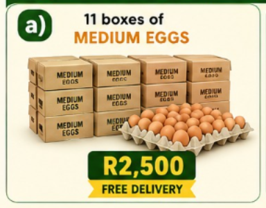 a) 11 boxes of Medium eggs